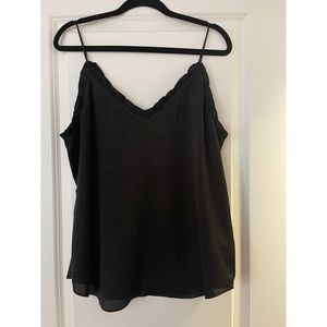 Express black tank with ruffled detailing